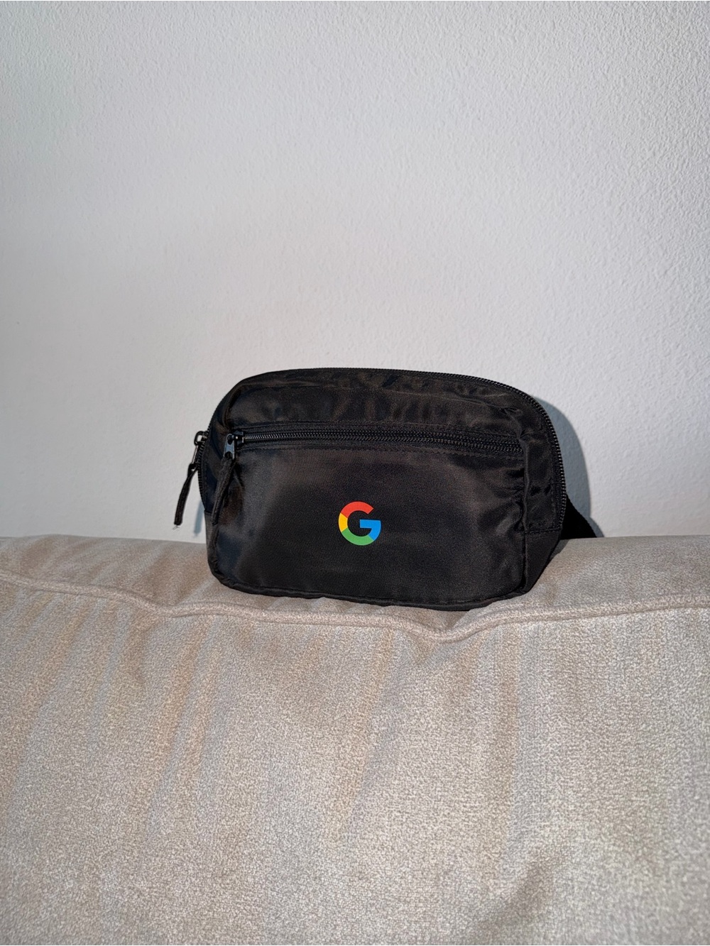 google Black Nylon Belt Bag with Multicolor 'G' Logo